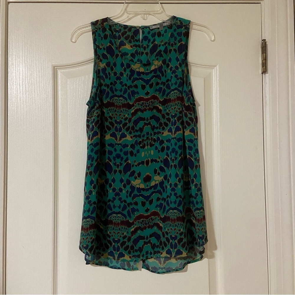 Green Patterned Sleeveless Top